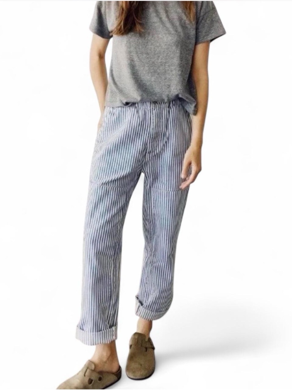 Hey Gang NWT $375 Chore Pant in Conductor Stripe/Natural 3/Medium